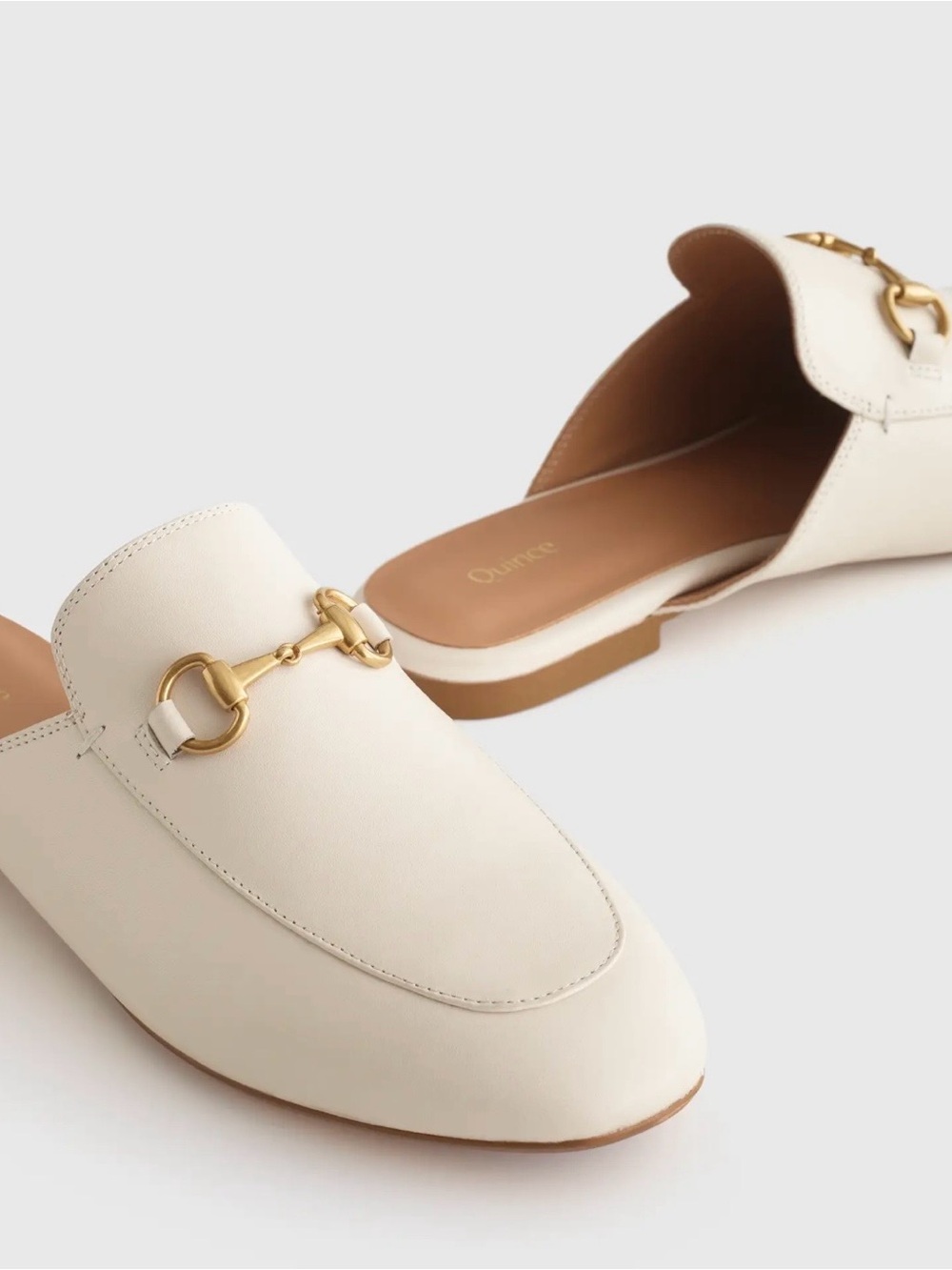 Quince Italian Leather Horsebit Mule Bone 9